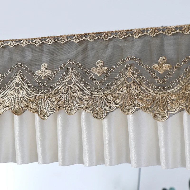 

European Style Luxury Velvet Fabric Self-adhesive Curtain Head For Window Door Cabinet Embroidery Lace Short Curtain Room Decor