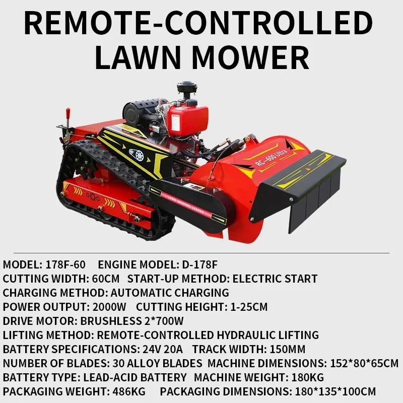 Remote-Controlled Wireless Garden Tracked Lawn Mower Landscaping, Garden Trimmers, and Tracked Lawn Mowers(Customized)