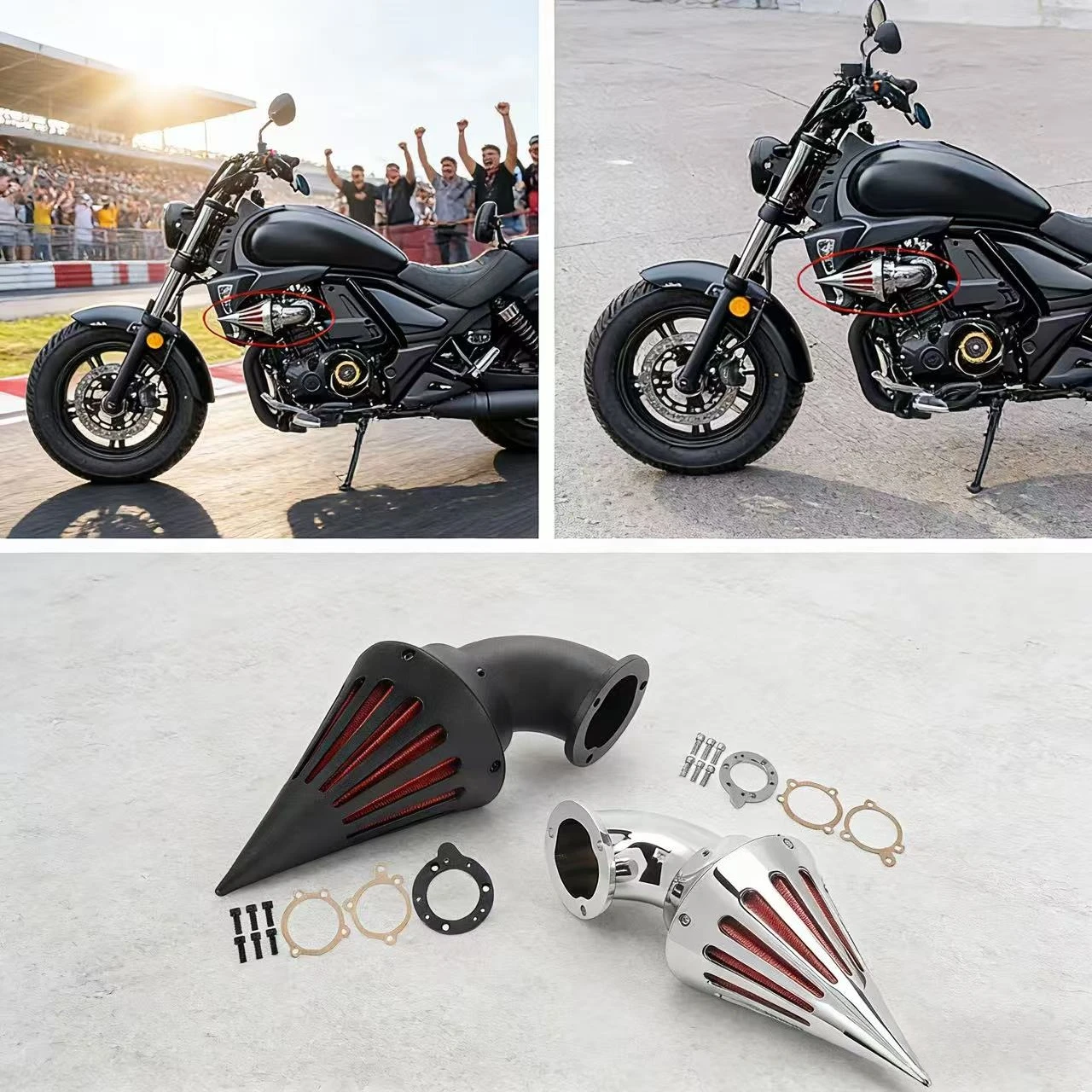 

Motorcycle Air Cleaner Intake Filter Assembly For Harley Softail Fat Boy Super Glide Street Bob Touring Road King Dyna 2007-Up.