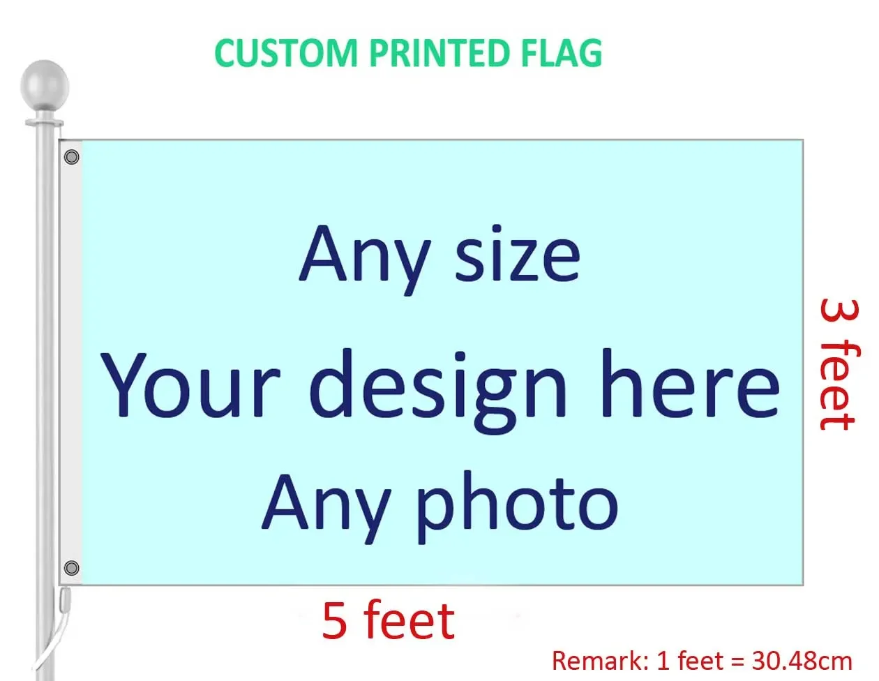 

3x5 Feet Custom Flag and Banner Any Logo Any Color 100D Polyester Digital Printing w/ shaft cover Grommets