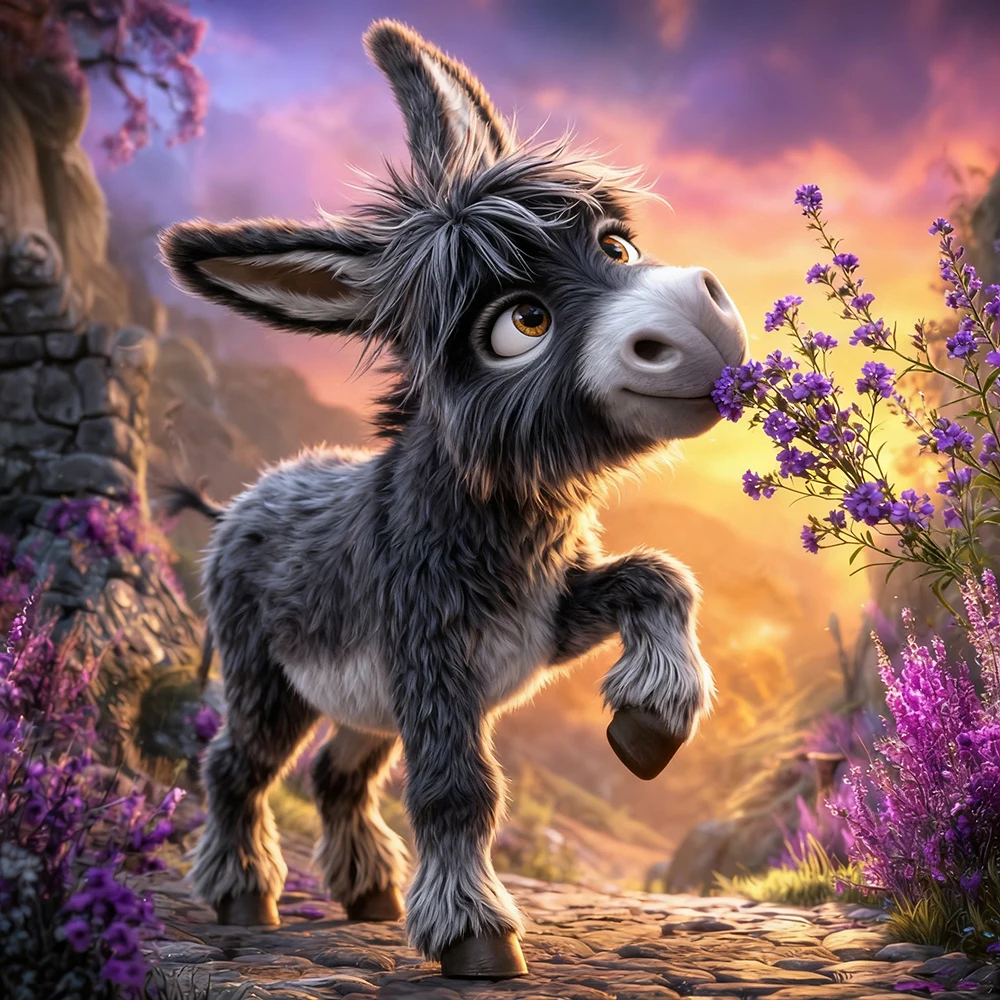 

EverShine DIY Diamond Painting Donkey Mosaic Cartoon Animal 5D Full Drill Embroidery Flower Creative Leisure Home Decoration