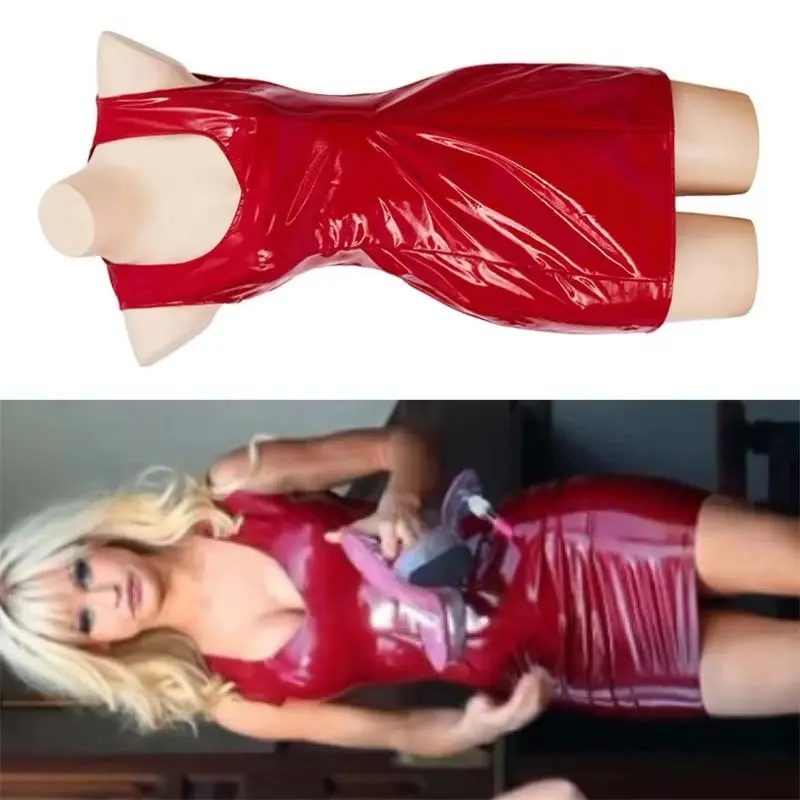 Disfraz de Cosplay de Pamela Anderson de Pam & Tommy, Vestido Sexy de Cuero Rojo, Mini, Sin Mangas, Ajustado, para Fiesta