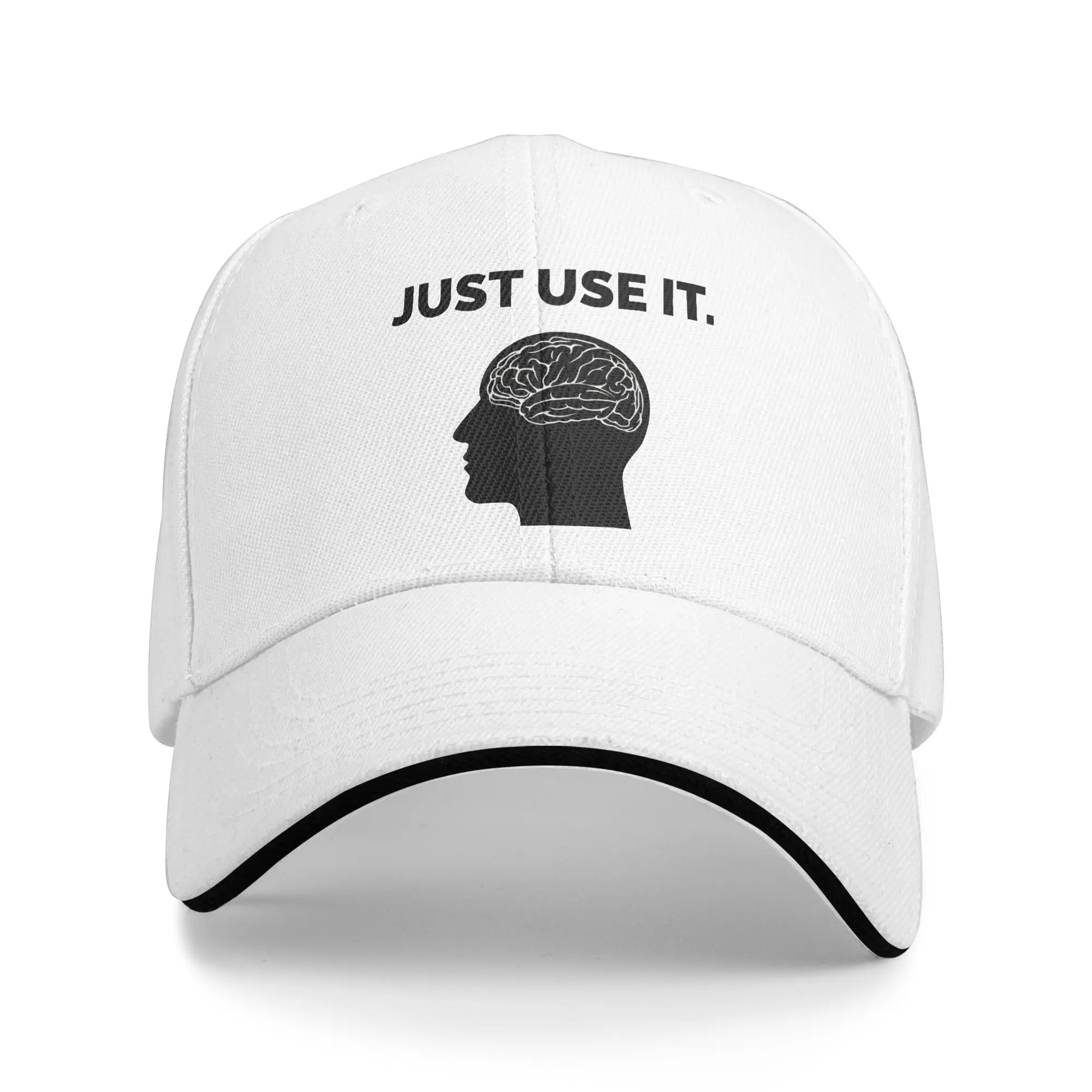 Turn on the brain Just Use It Sandwich Caps Men Women ,Fashion  Caps Racing Cap Adjustable Snapback Caps Baseball Cap Washable