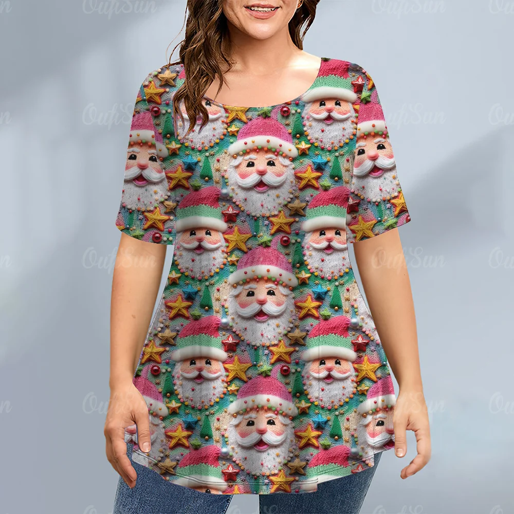 Christmas 3d Print Women's T-Shirt Cute Cartoon Snowman Summer Tops Christmas Happy Party Clothing Casual Plus Size For Female