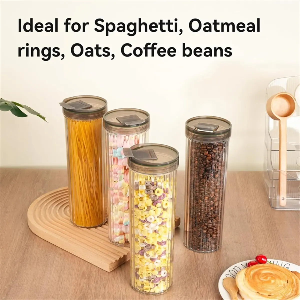 

Высокий контейнер для хранения макаронных изделий-спагетти — прозрачный держатель для макарон на 48 унций, герметичный контейнер для хранения спагетти с крышкой