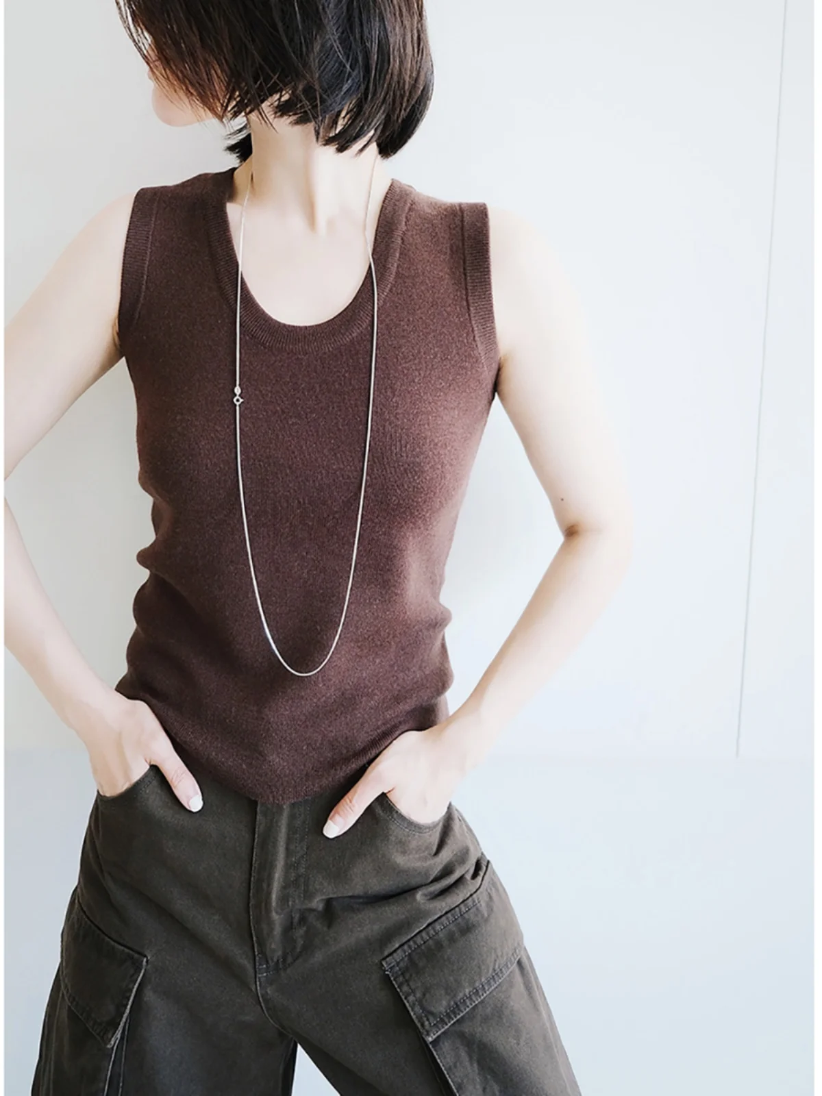 

Beautiful Merino Wool Svel U-Ne Vest for Women Anti-Love Handle Warm Knitted Top Commute Sle Regular Fit Autumn Winter