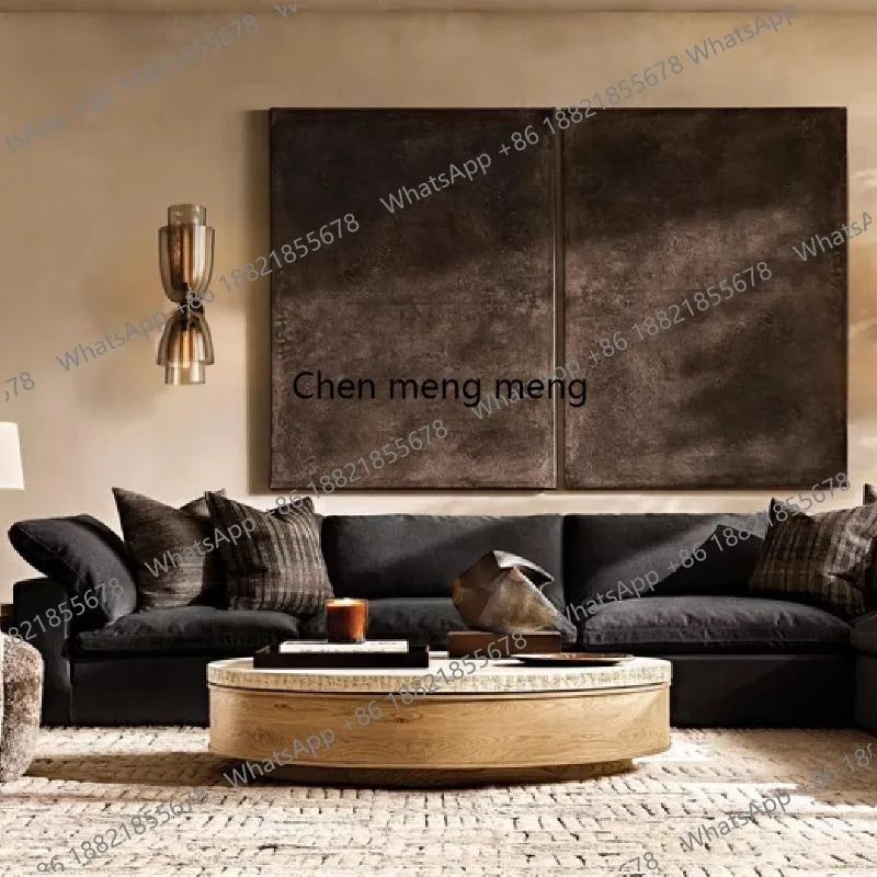 

American travertine countertop coffee table living room slipknot white oak round RH coffee table