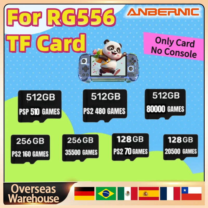 

For ANBERNIC RG556 TF Card Memory Card Portable Handheld Game Console 512G PS2 Plug&Play Pre-install Retro Game Card 80000 Games