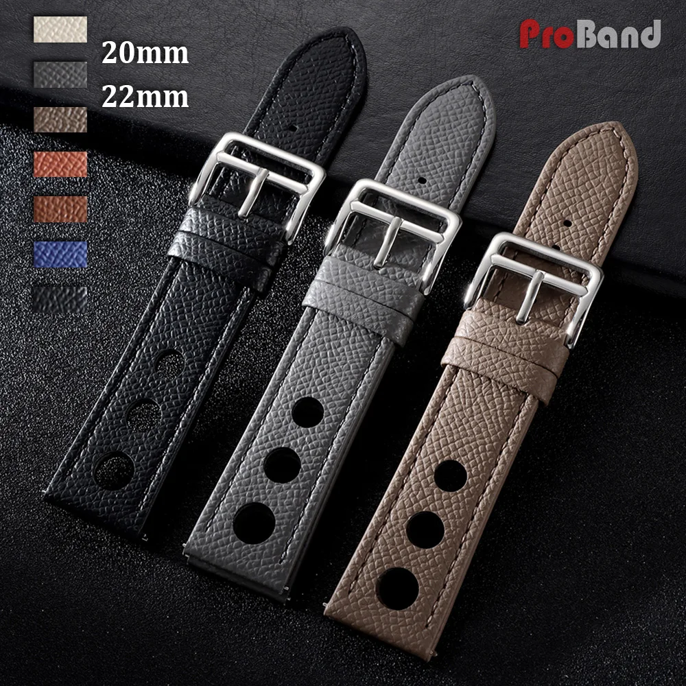 Coffee Black White Gray Leather Watchband 20mm 22mm Watch Strap Breathable Stitching Quick Release Bracelet for Seiko for Omega