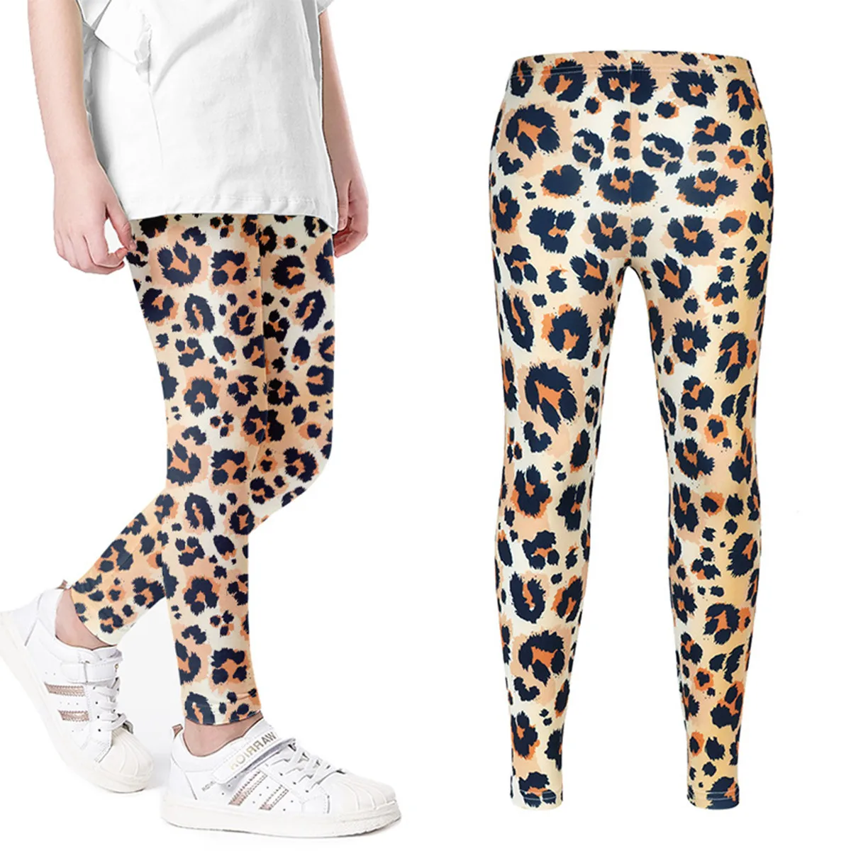 Leopard Print Summer Anti-Mosquito Pants Girls Ice Silk Leggings Thin Elastic Trousers Children\'s Leggings