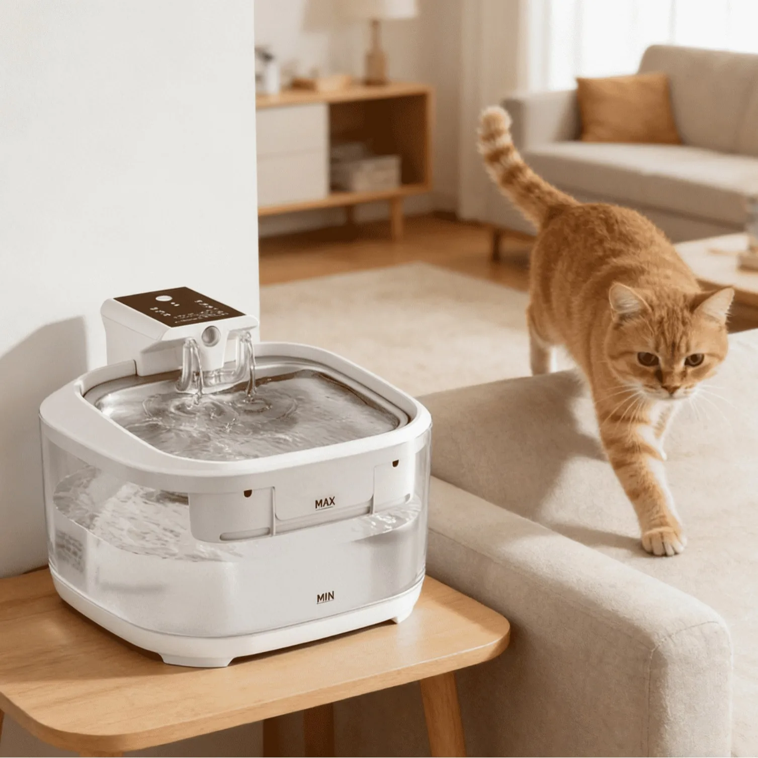 3.2L Wireless Rechargeable Pet Water Fountain Transparent Tank Dual Stream Cat Dog Dispenser 무선 급수기