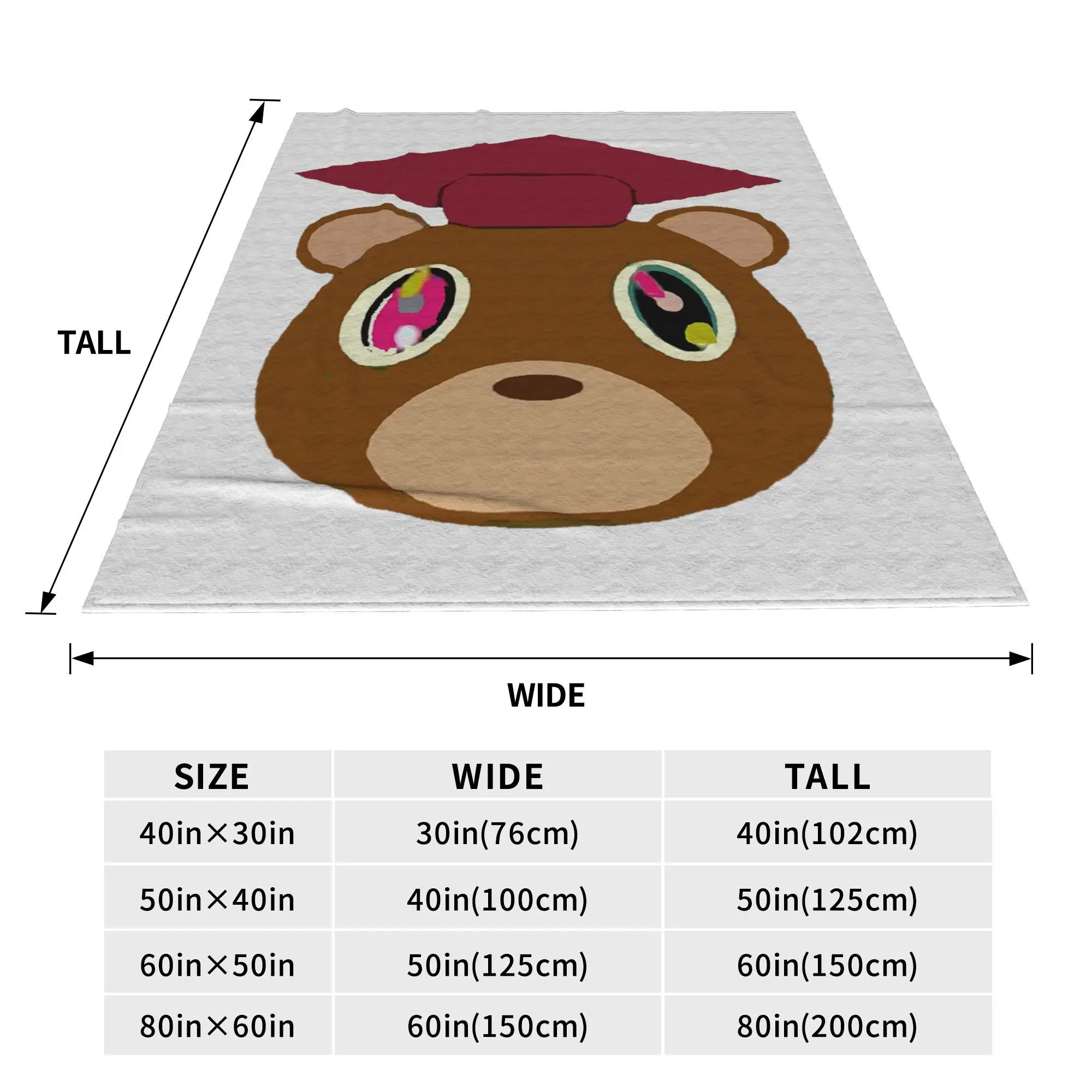 Kanye West Dropout Bear Chicago Vintage Graduation Blankets Soft Warm Flannel Throw Blanket Bedspread for Bed Living room Picnic