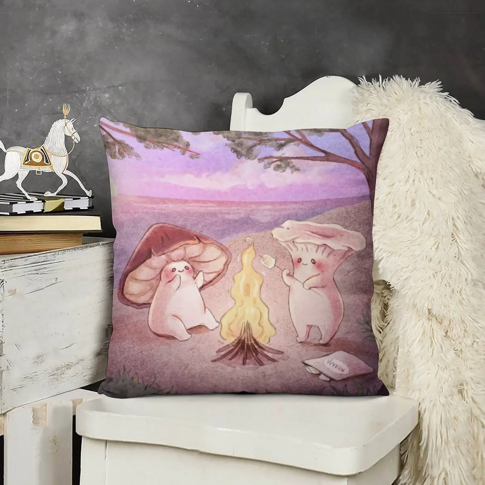 

Mushroom friends at sunset beach Throw Pillow Luxury Cushion Cover Cushions Home Decor Pillowcase Cushion pillow