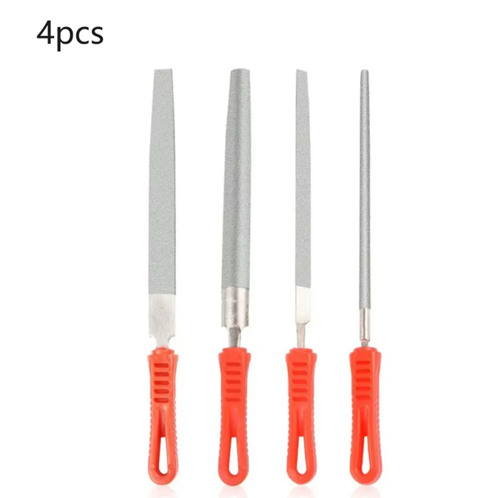 1/4pcs 8inch Diamond File Flat Semicircle Triangle Round File Needle File Set For Stone Glass Metal Carving Craft Hand Tools