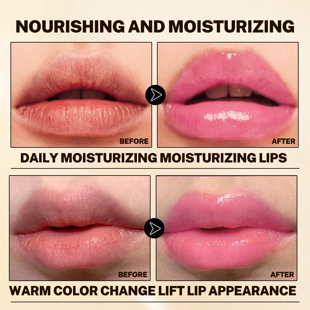 QIBEST Color Changing Lipstick Glitter Lip Blam Transferproof Long Lasting Non-Sticky Moisturizing Glossy Shine Lip Stain Makeup