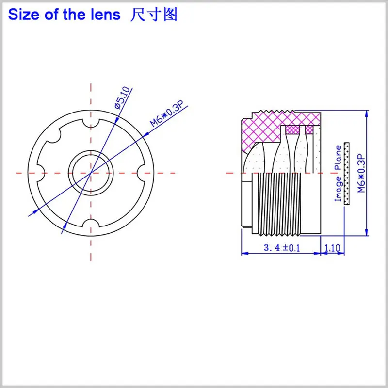 M6 * P0.3 EFL 3.2 مللي متر عدسة 65 درجة 1/4 "الاستشعار 5MP HD الثقب عدسة المنظار كاميرا OV5640 8*8 مللي متر حامل الهاتف المحمول عدسة