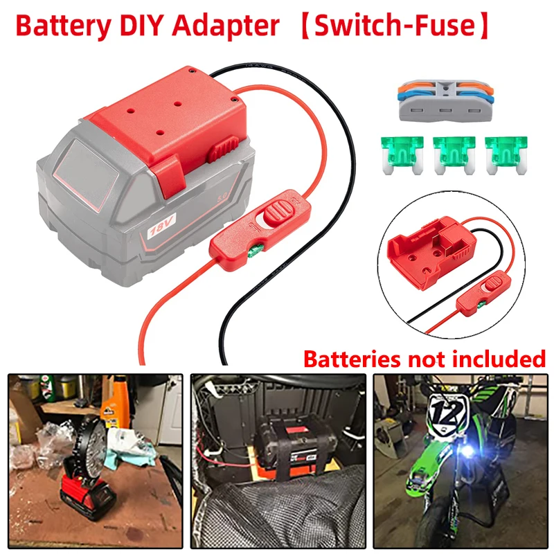 

Portable Power Ride Wheel Adapter for Milwaukee 18V Battery with Fuses & ON/Off Switch Battery Converter for Rc Car Toys Robotic