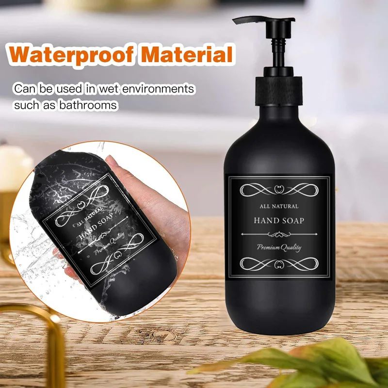 2/3PCS 500ml Soap Dispenser 6/12 Labels Stickers for Lotion Shampoo Shower Gel Bottle Press Type Refillable Container Bathroom