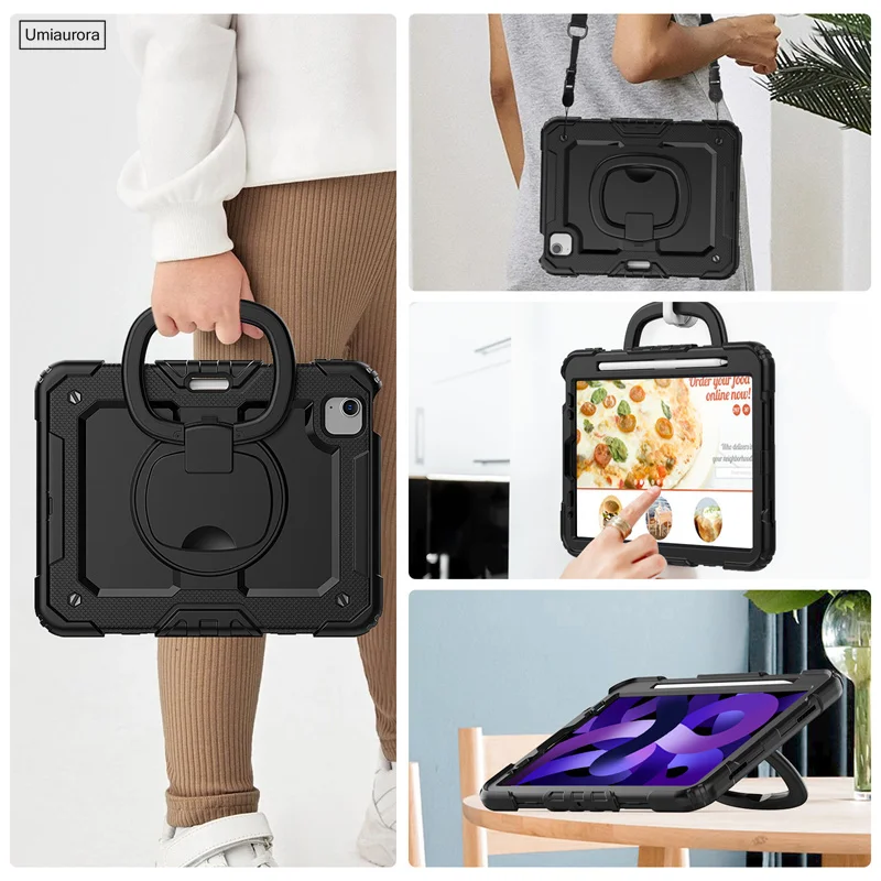 Coque avec anneau rotatif pour enfants, coque antichoc pour iPad 7e 8e 9e 10.2 Mini 6 Air 4 5 10.9 10e Isabel Pro 9.7 11 12.9 pouces