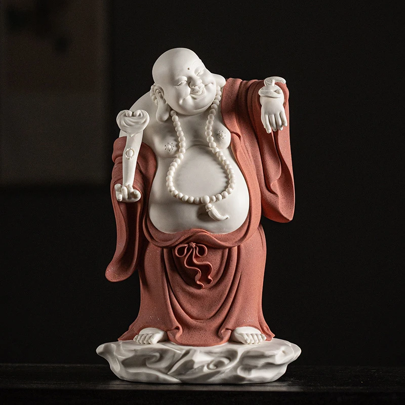 &Lt;Blessings Are Before You&Gt; Ceramic Maitreya Buddha Ornament, High-End Living Room Decoration, Wealth-Attracting Laughing B