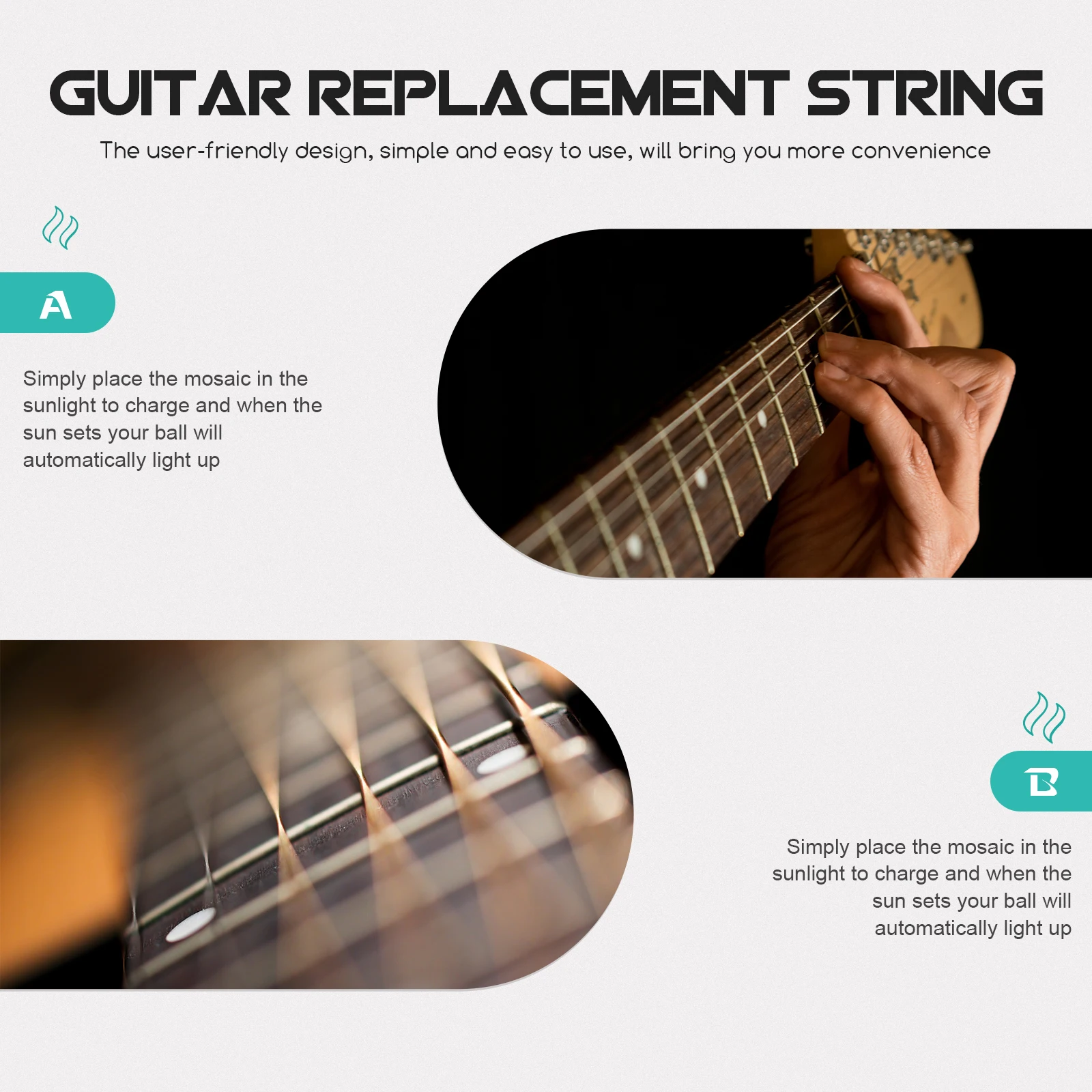 

12Pcs Guitar Strings Long-Lasting Replacement Strings for Folk Guitar Professional Durable Accessories Easy to Install Use