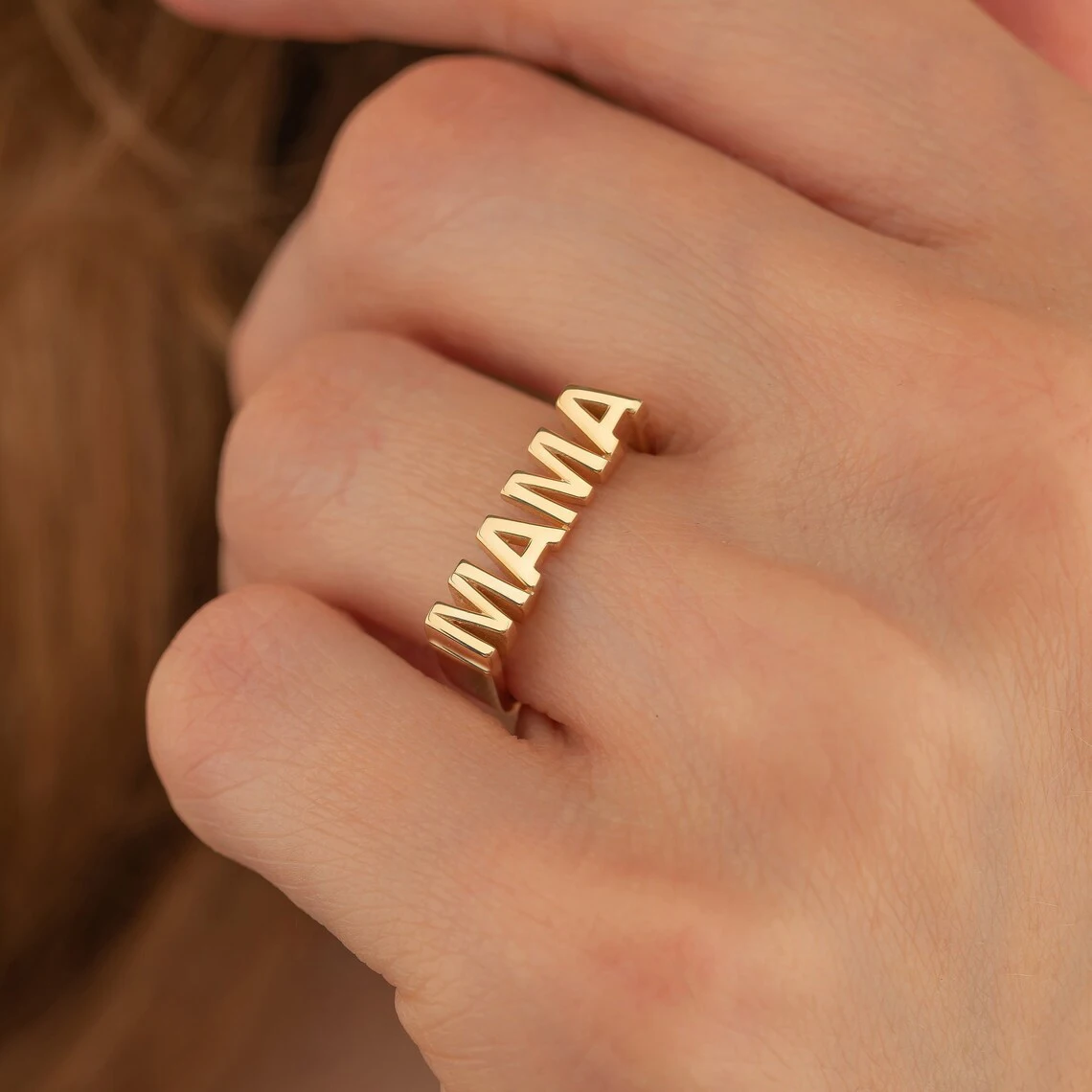 

Custom Luxury Name Ring Stainless Steel Mom Ring Dainty Gold Mama Ring Personalized Christmas Gift for Mom Knuckles Jewelry