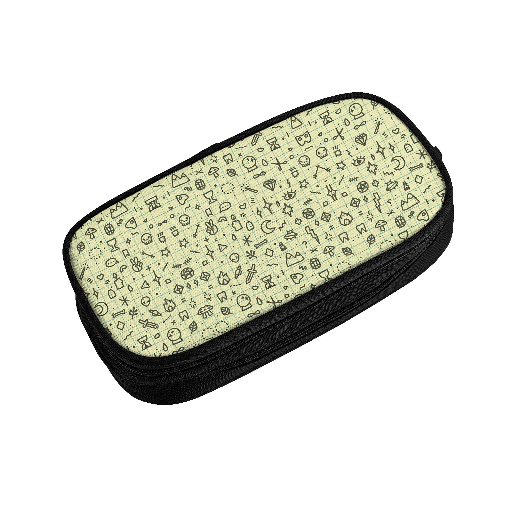 1 piece Stylish Doodles Pattern Pencil Case Boys Pen Bag Back To School School Stationery Bag