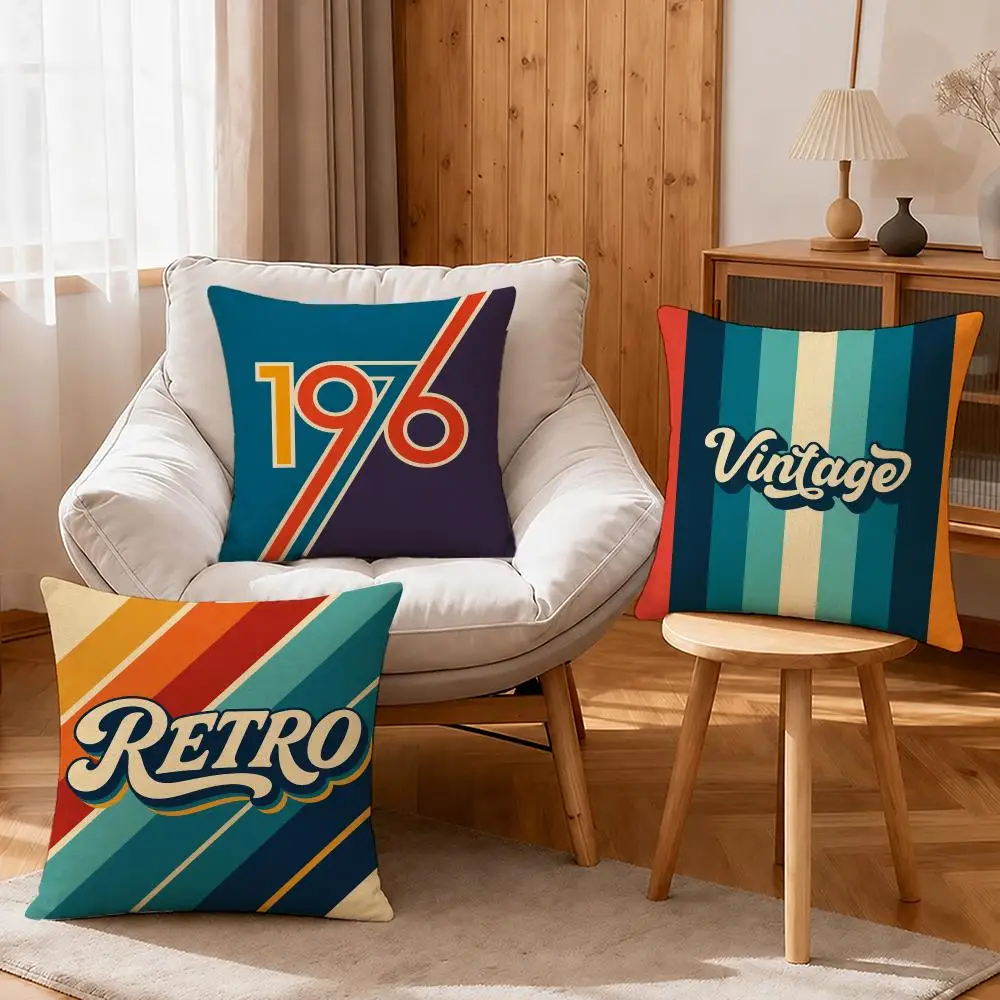 Art Vintage Line Art Cushion Cover Linen Anti-Mite Antibacterial Cushion Cover Invisible Zipper Sofa Decor