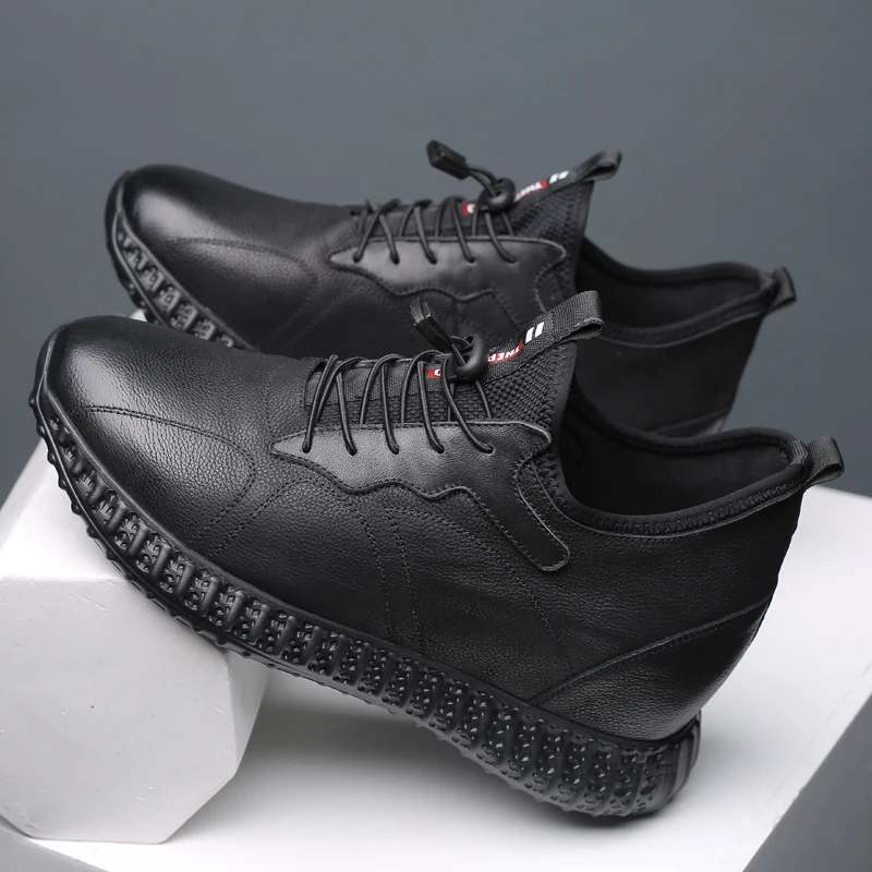 Men Height Increasing Shoes Mens Genuine Leather 8/10 Cm Party Hidden Elevator Fashion Shoes New Man Black Casual Shoes Sneakers