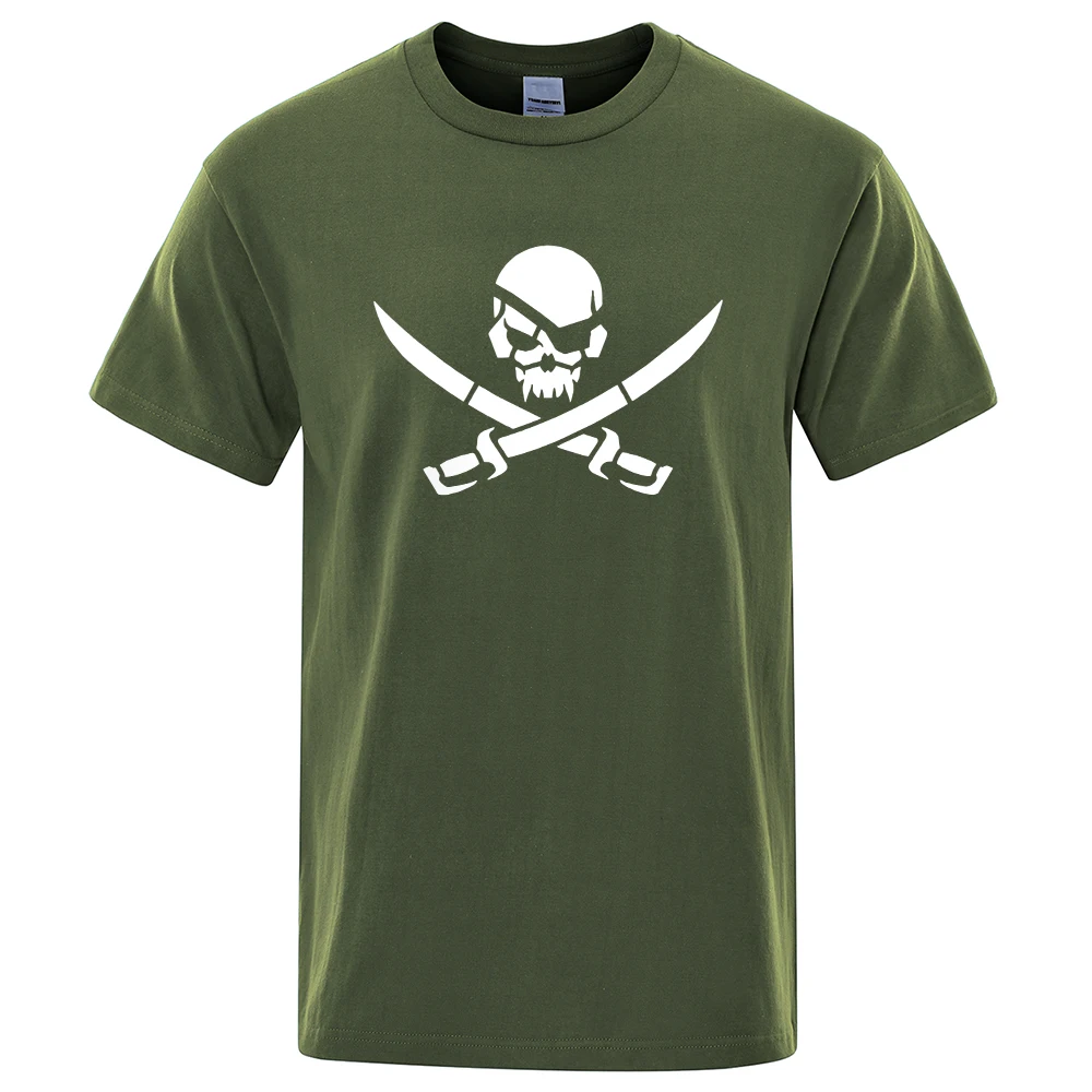 

Pirate-themed skull-print T-shirt, casual and versatile for sports Men's summer short-sleeved round-neck T-shirt 100% cotton