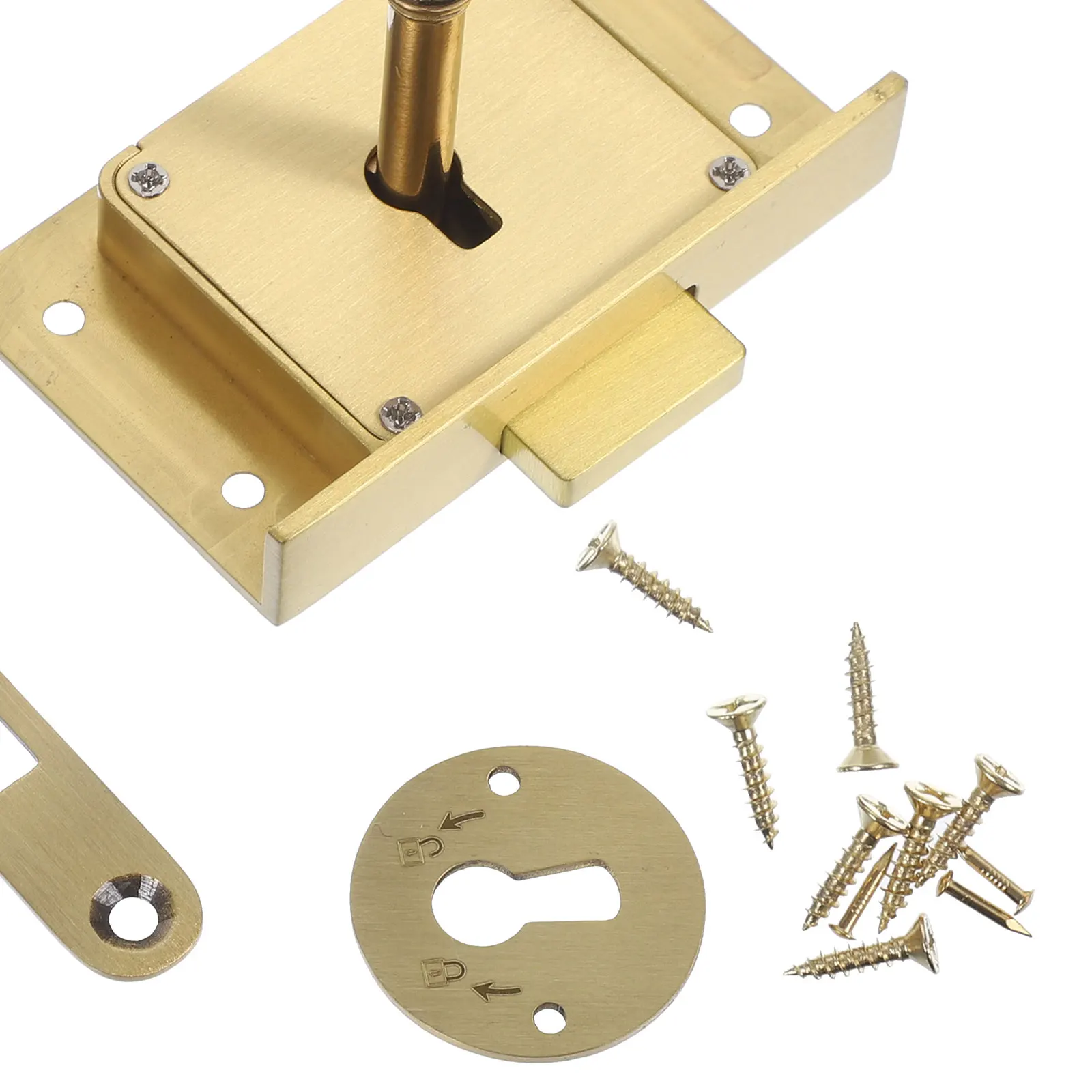 

1 set 1 Set Brass Drawer Cabinet Door With Key Vintage Furniture For Desk Wood Box Security Flush Mount Lock Retro Box Lock For