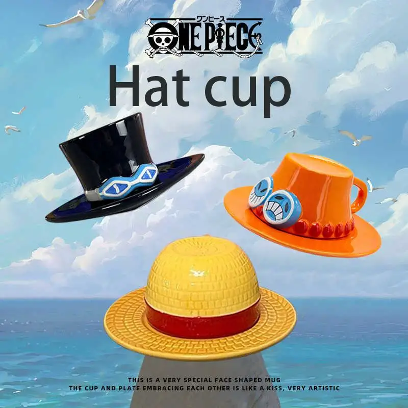 One Piece Monkey D. Luffy Sabo sombrero de paja taza para beber Anime dibujos animados hogar Taza de cerámica taza de café creativa Halloween