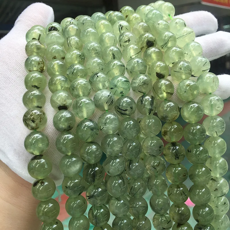 

Prehnite green round 8/10/12/14mm 38CM for DIY jewelry making FPPJ wholesale loose beads nature gift