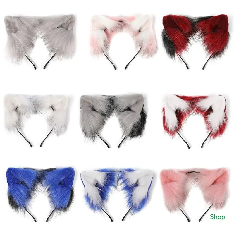 Dropship Cosplay Hair Hoop Handmade Furry Ears Hair Prop Halloween Party Headwear