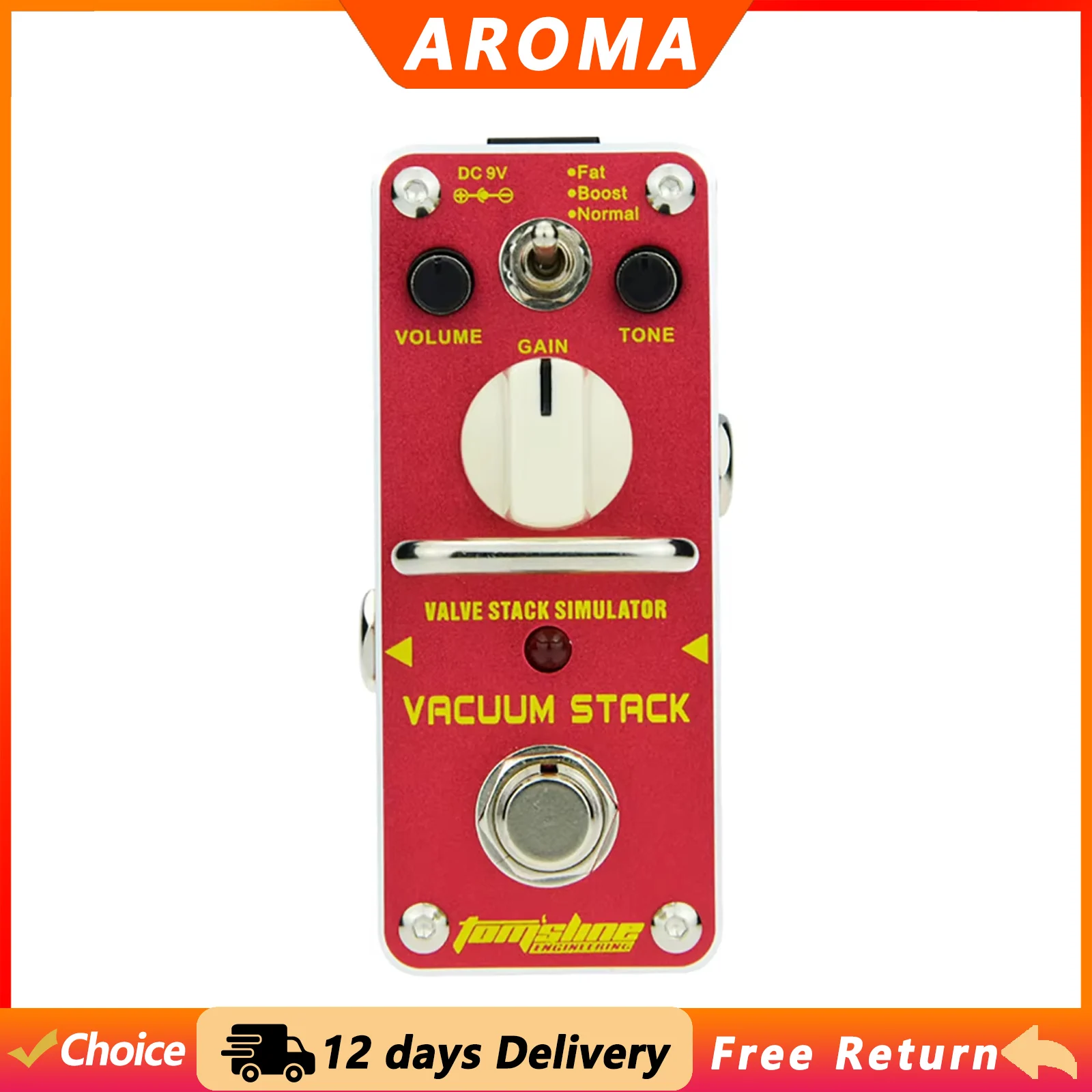 AROMA Guitar Effect Pedal AVS-3 VACUUM STACK Simulator Pedal Tube Amp Simulator True Bypass Electric Guitar Parts Durable