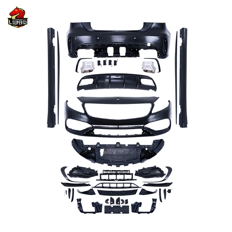 AMG Style CLA45 Body Kits For Mercedes-Benz A Class W176 Front Rear bumper Lip Side Skirts Diffuser splitter bodykit