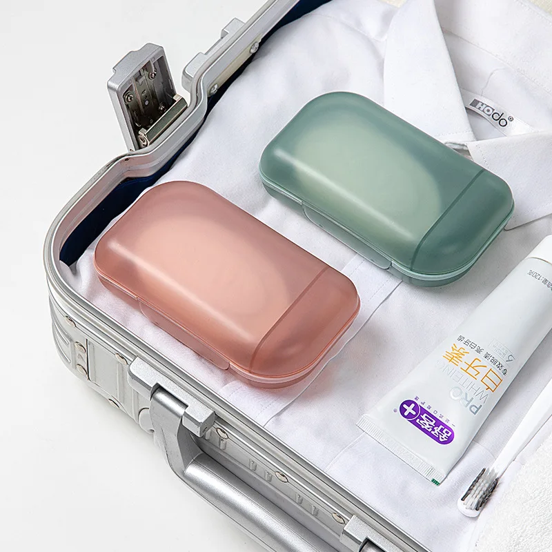 Cute Portable Soap Dish Travel Must Partition Storage Box Bathroom Accessories Sealed Soap Holder Baños Four Colors