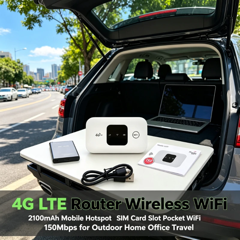 Portable Mobile Hotspot 4G LTE 150Mbps Pocket WiFi Router 2100mAh SIM Card Slot Wireless WiFi Home Office Outdoor