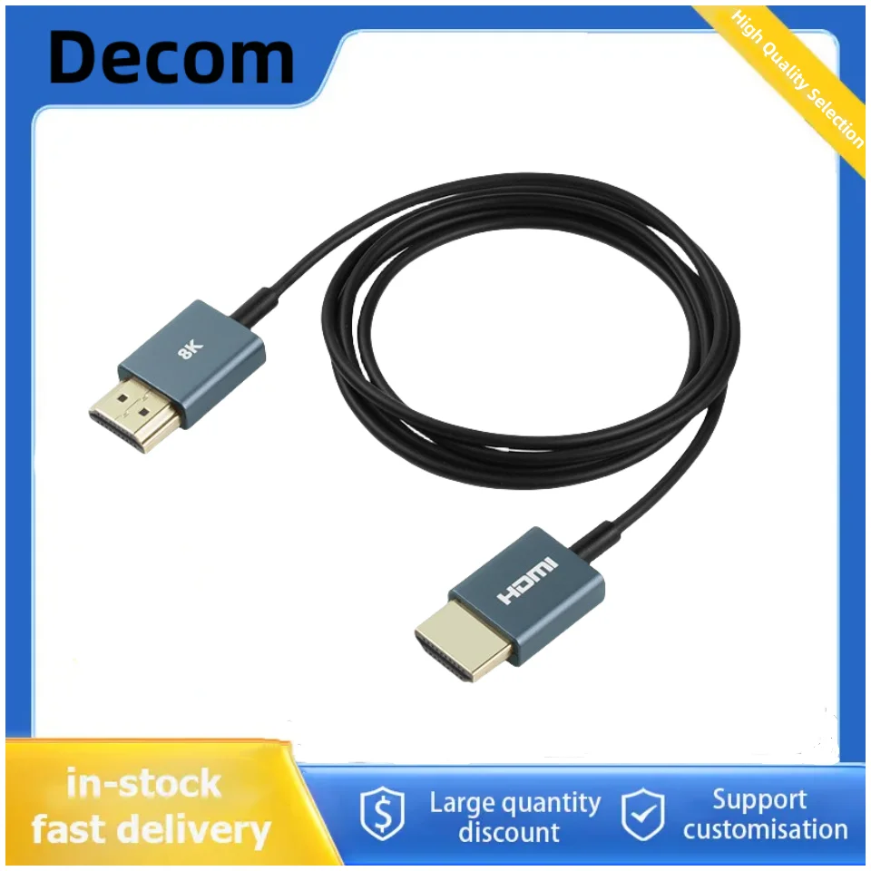 

1m Ultra Slim HDMI 2.1 Coaxial Cable 48Gbps OD 2.4mm Flexible High-Speed for Laptop PC PS4 Xbox 8K 60Hz 4K 240Hz Monitor HDTV