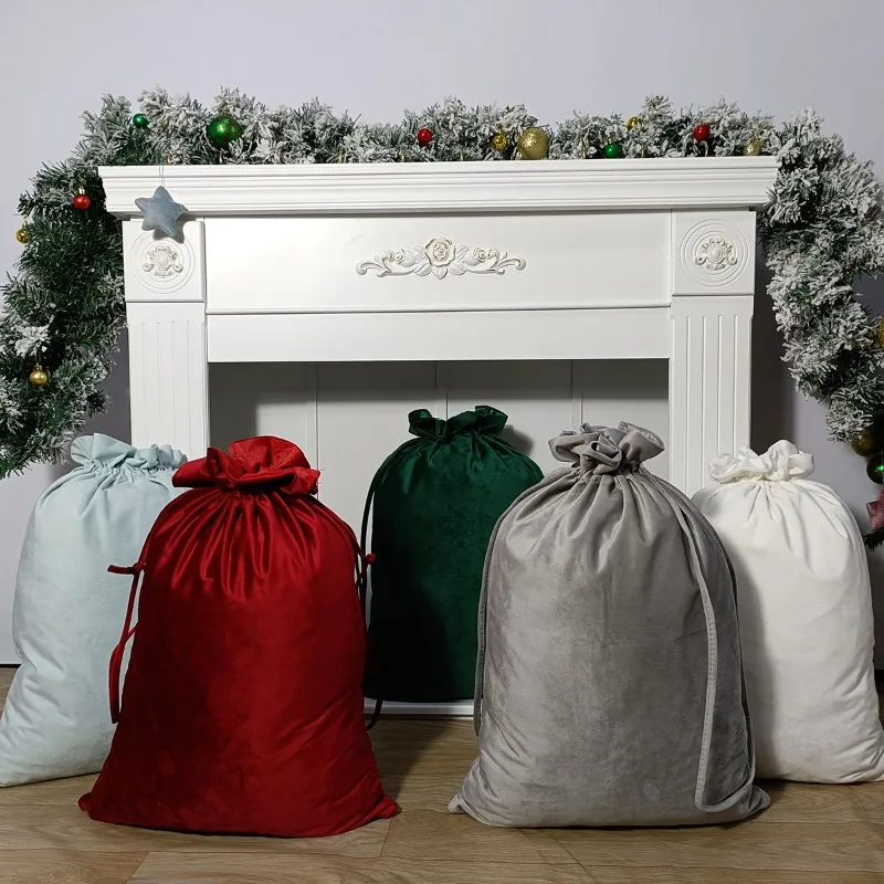 Drawstring Gift Bags for Christmas Decor Handheld Cloth Storage Pouch Dustproof Party Organizer with Pull Rope Decoration