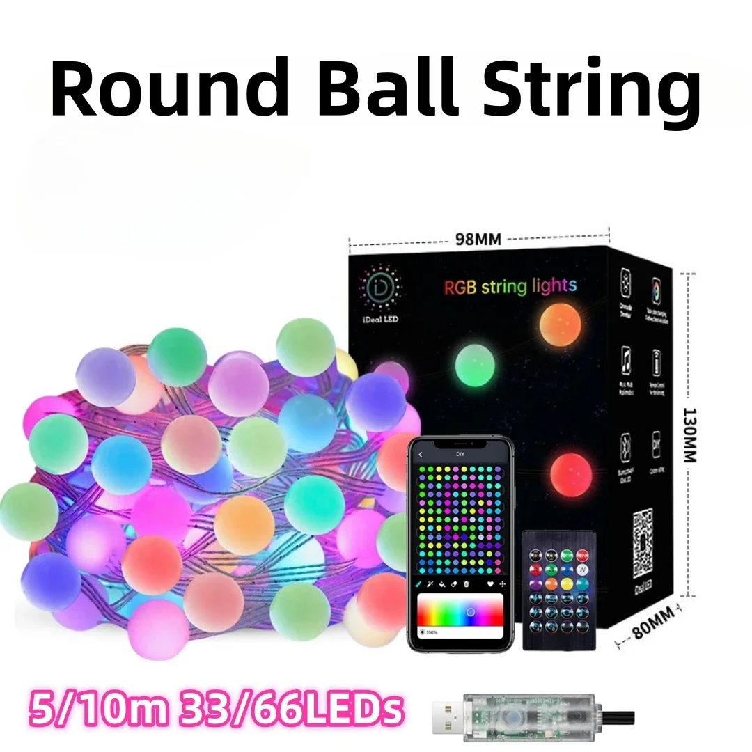 Dreamcolor Ws2812b Rgb Led Strip Smart App Kerst Slinger Licht Waterdicht Vakantie Feest Gordijn Kamer Led String Kerstverlichting