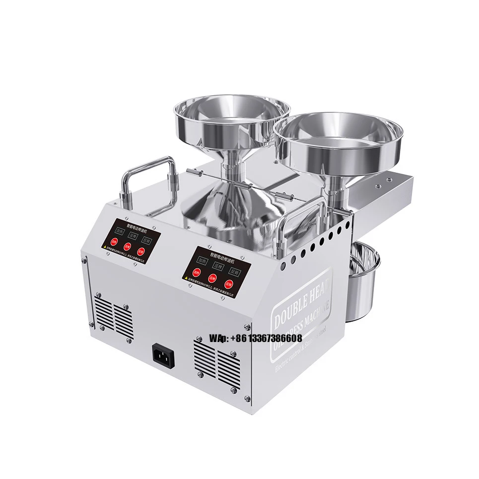 Commercial-grade double-head press with high oil output for peanuts, sesame seeds, households, and small businesses