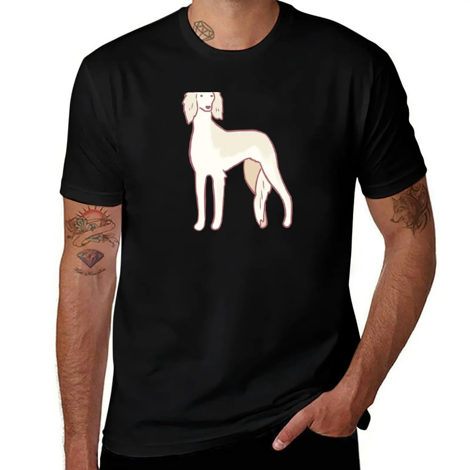 

Pale Saluki T-Shirt man graphic t shirt cotton t shirts high quality T-Shirt