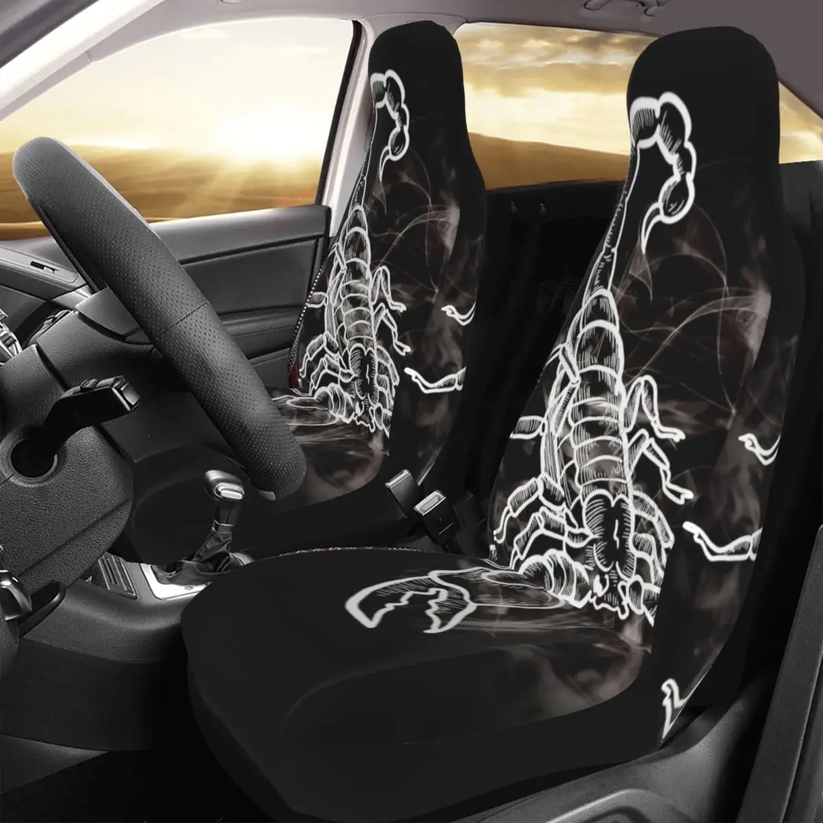 Scorpion Smoke Design Car Seat Cover Custom Printing Universal Front Protector Accessories Cushion Set