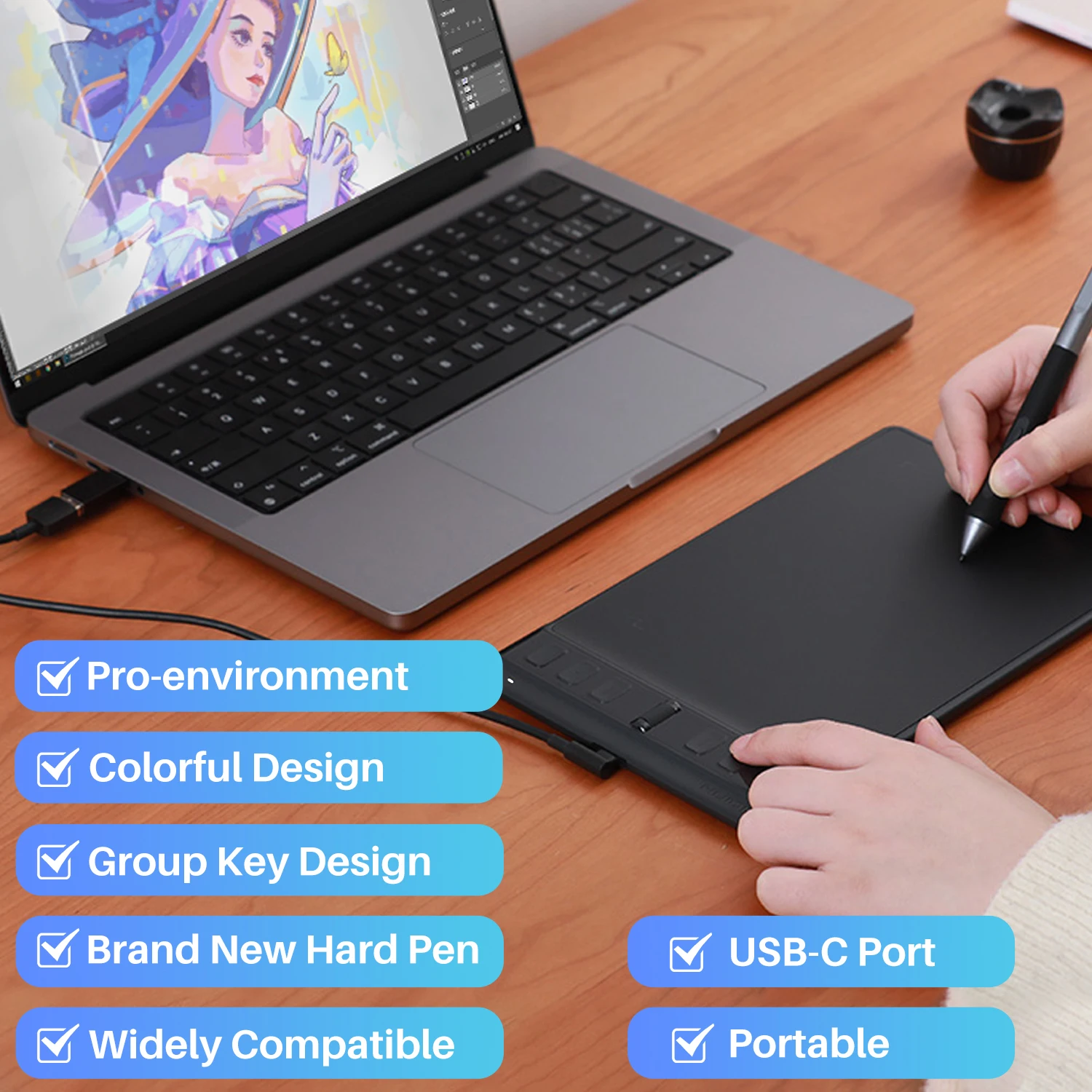 Portable Professional 8192 Level  Tablet Graphic Pen Tablet Digital Drawing Board with Pen H641P