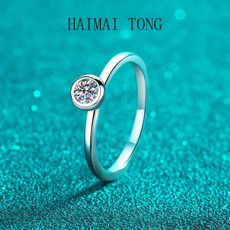 

HAIMAITONG Women's Ring Simple, Fashionable, Daily Commuting High End Sensation Moissanite PT950 Platinum Bubble Ring