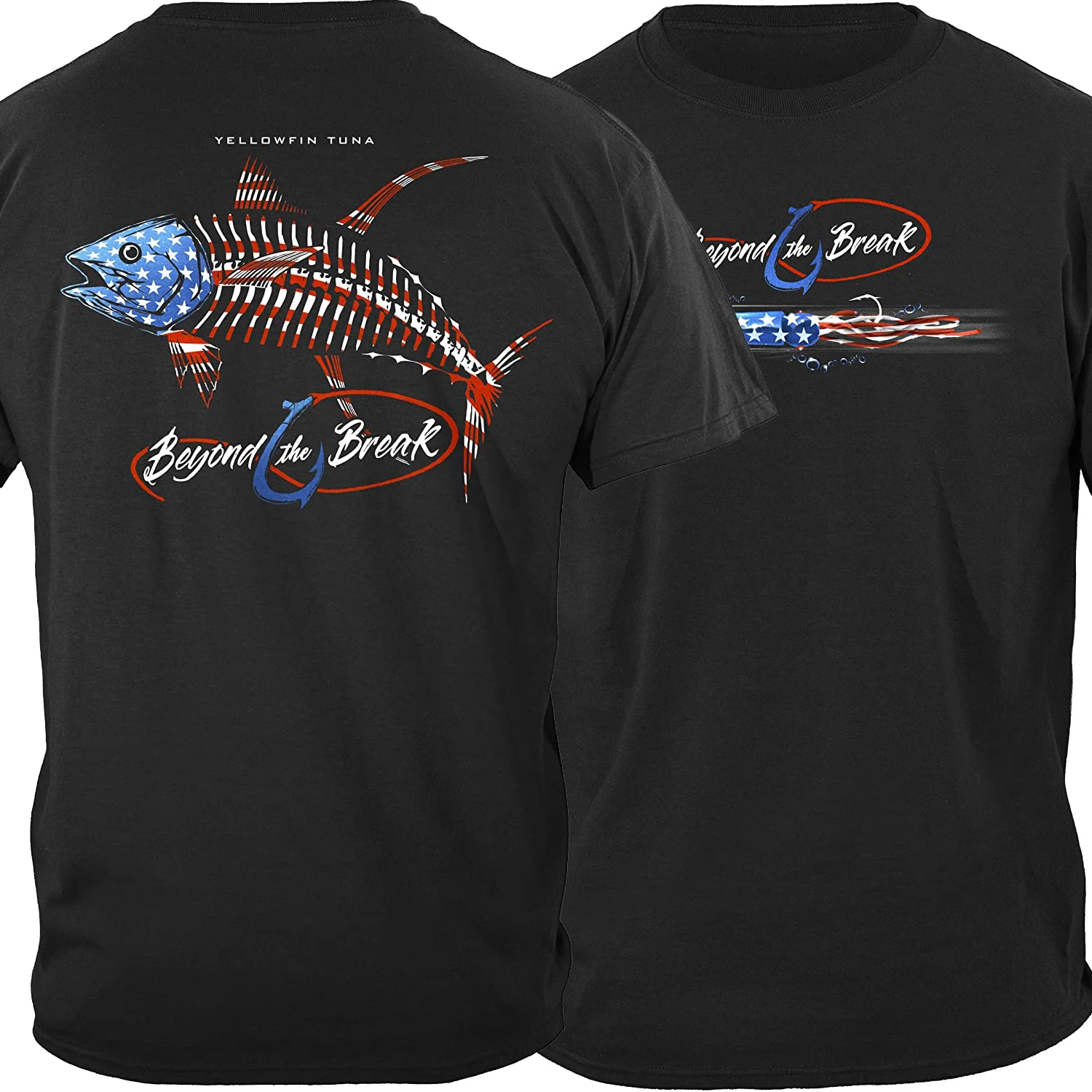 American Star Stripe Flag Tuna Fishing Angler Patriotic T-Shirt Summer Cotton Short Sleeve O-Neck Men's Casual T Shirt New S-3XL