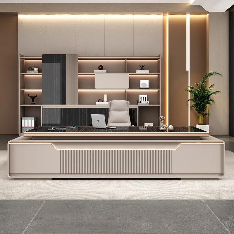Modern Dual-Motor Sit-Stand Manager Workstation Large L Executive Writing Desk with Full Storage Pedestal for Corporate Office