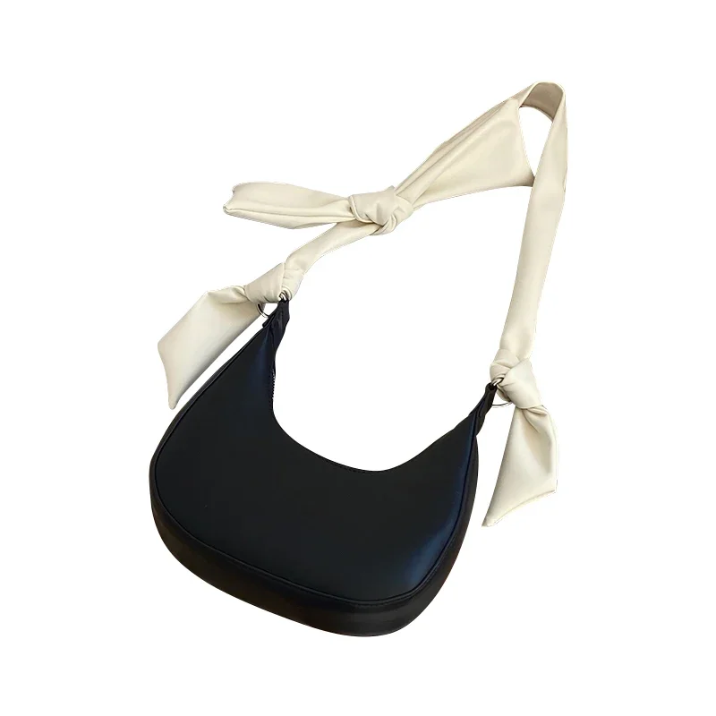 Xiuya-Bolso de hombro con pajarita para mujer, moda coreana, informal, de cuero PU, Color sólido, monedero elegante, primavera 2023