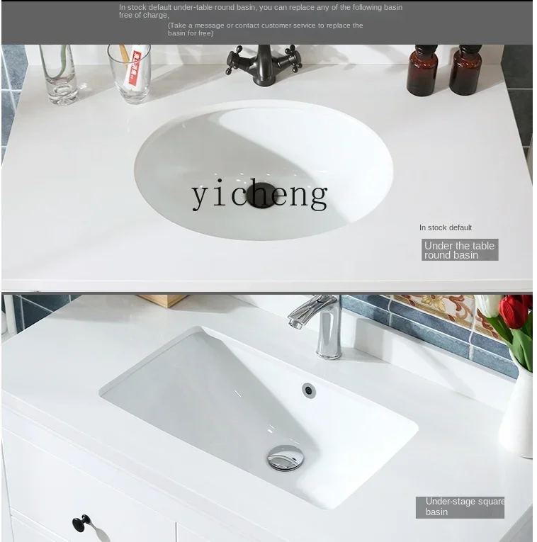 a5 Modern New Chinese Oak Double Basin Bathroom Cabinet Combination Face Wash Hand Basin Pool